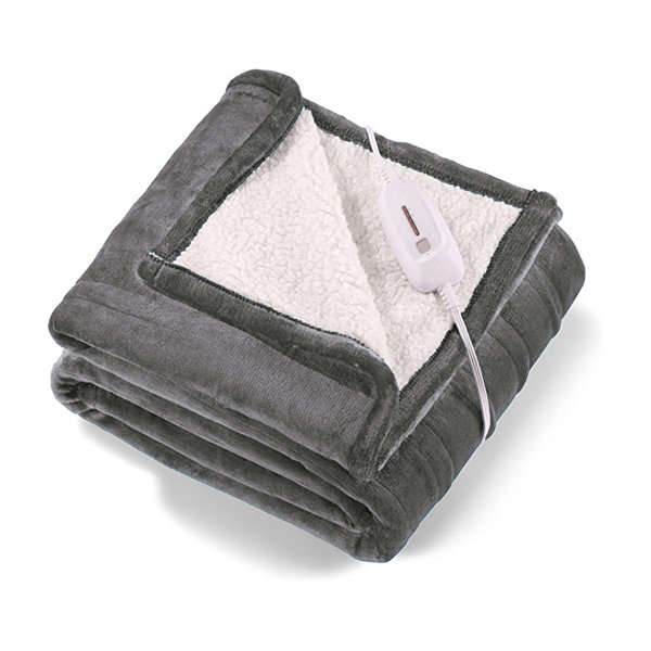Firsterily Flannel And Lambswool Electric Heated Throw With Three Heat
